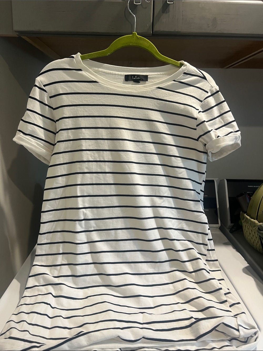 Lulu's White and Black Striped Short Sleeve Dress
